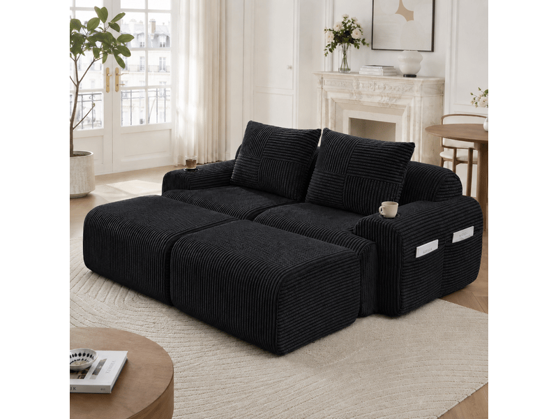 Canapé modulaire en velours - modulaire et combinable - velours côtelé - 2 places - dimensions 200x174x80cm - Conforama B
