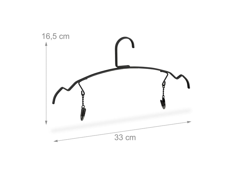  Lot de 10 cintres en métal pour sous-vêtements avec clips 16,5 x 33 x 0,5 cm style industriel en fer noir 13_0008915  - Conforama B
