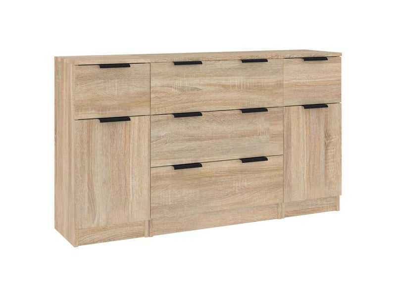  Ensemble de buffets 3 pcs - bahut - meuble de rangement chêne sonoma bois d'ingénierie  - Conforama A