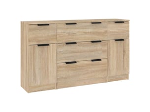 Ensemble de buffets 3 pcs - bahut - meuble de rangement chêne sonoma bois d'ingénierie
