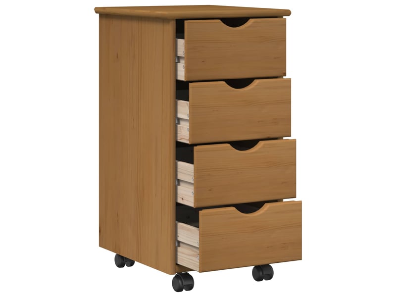  Caisson roulant de bureau, meuble de rangement 34 x 39 x 65,5 cm bois de pin massif  - Conforama A