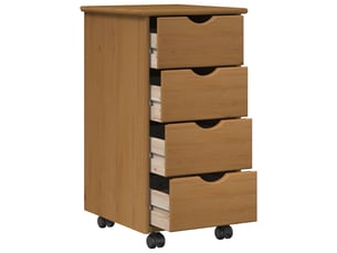 Caisson roulant de bureau, meuble de rangement 34 x 39 x 65,5 cm bois de pin massif
