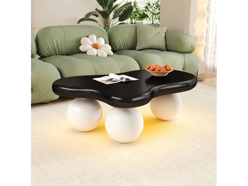  Table basse led en forme de nuage avec bords arrondis, pour salon et chambre d’enfant, 95 × 62,5 × 32 cm  - Conforama B