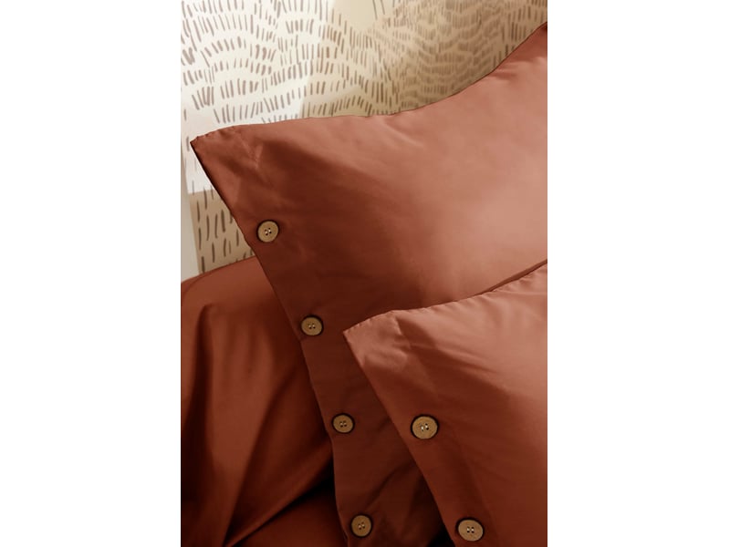  Housse de couette 240 x 220 cm + 2 taies 65 x 65 cm 100% percale de coton 120 fils perrine tomette  - Conforama D