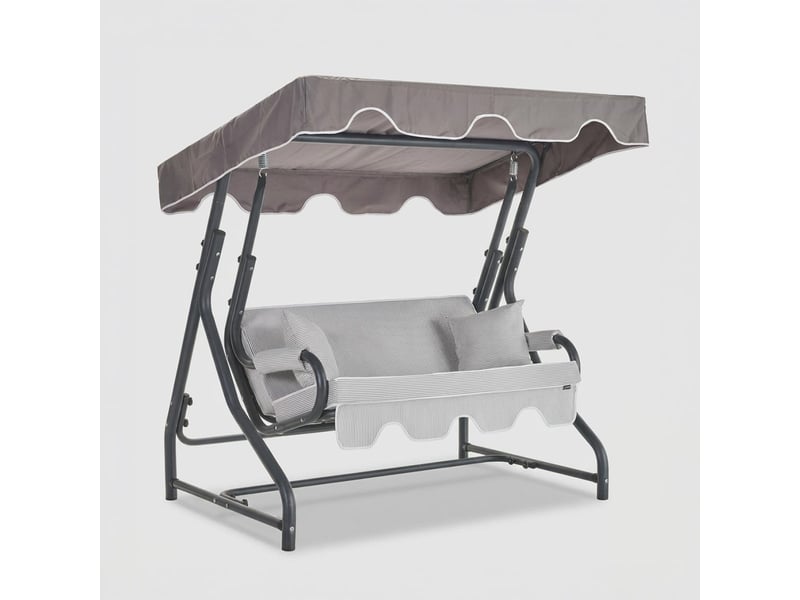 Balancelle de jardin 3 places avec auvent morus - gris foncé - Conforama A