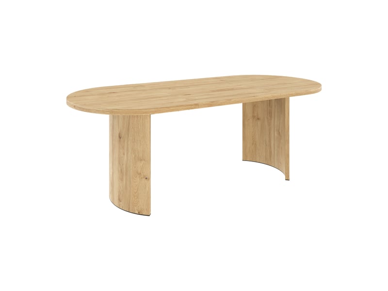 Table à manger rectangulaire couleur chêne, 200 x 90 cm, 6–8 places, coins arrondis - Conforama E