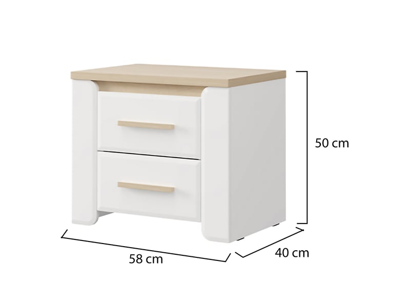  Chevet yamba, 2 tiroirs, 58x40x50h cm blanc mat Yamba - Conforama D