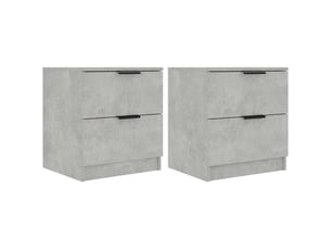 Lot de 2 tables de chevet - cabinet de chevet - table de nuit gris béton bois d'ingénierie