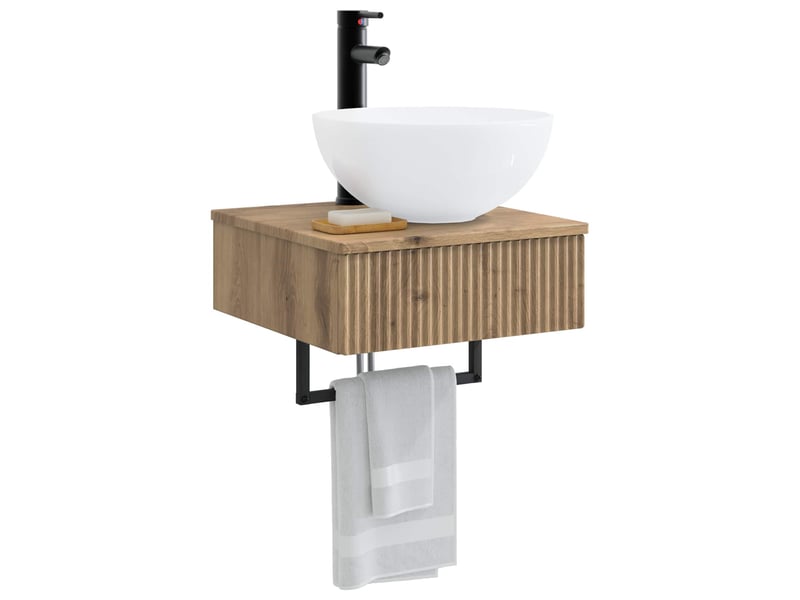  Basin de lavage mural, lavabo chêne artisanal 40x41x40.5 cm  - Conforama C