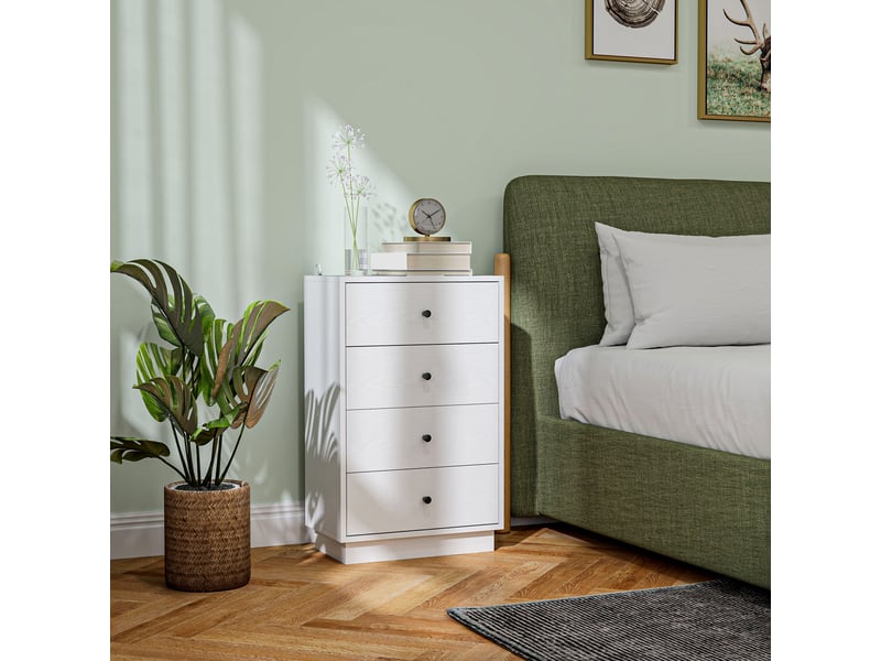 Commodebuffet à 7 tiroirs, en bois composite de style moderne, 47 x 29 x 75 cm, blanc  - Conforama D