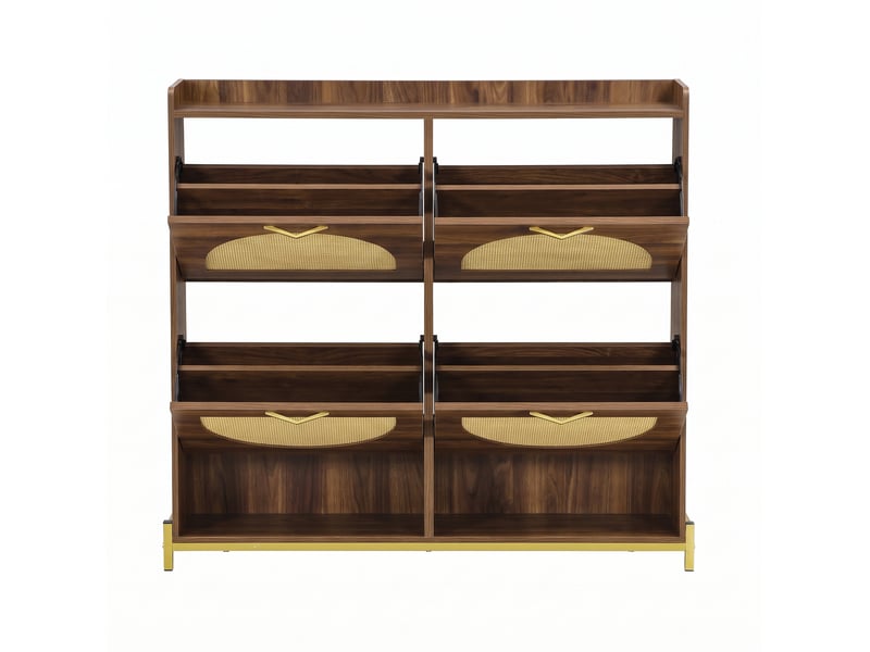  Meuble à chaussures 4 abattants 108,5x24x100 cm mdf coloris noyer  - Conforama E