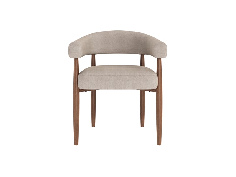  Lot de 2 chaises de salle à manger avec accoudoirs 60x59x75 cm en chenille taupe  - Conforama D