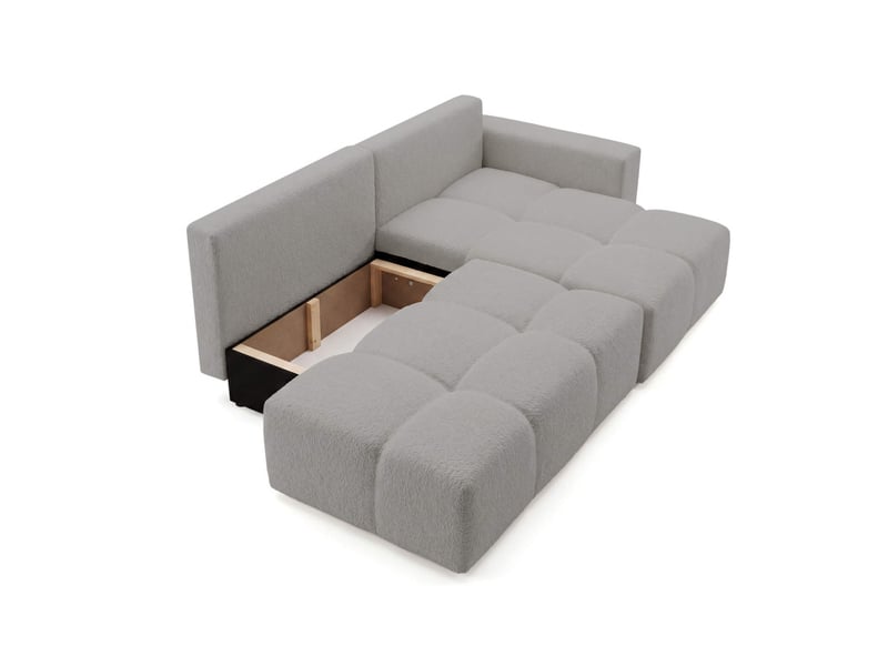  Celine - canapé d'angle fixe convertible 4 places en bouclette  - Conforama D