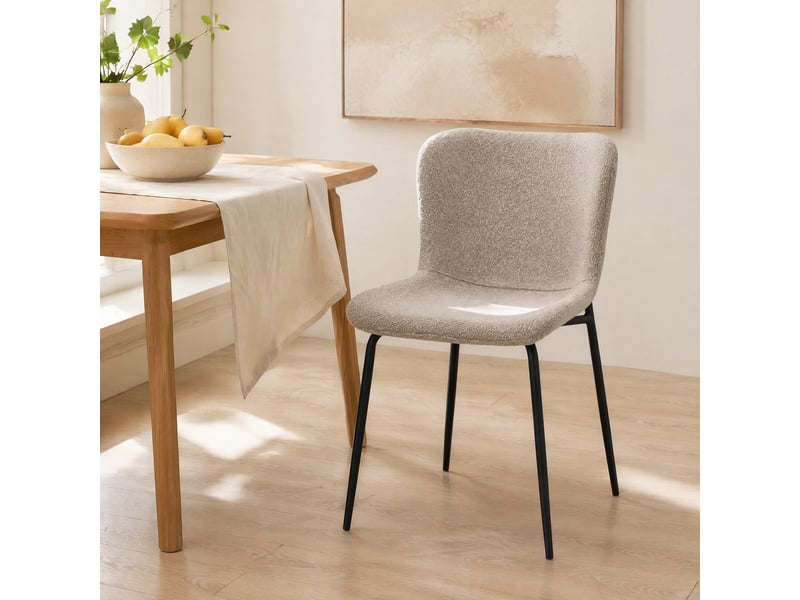  Lot de 2 chaises de salle à manger modernes en tissu et métal kaki  - Conforama C