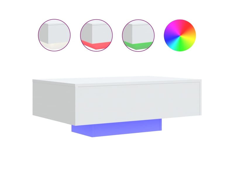  Table basse | table d'appoint salon avec lumières led blanc 85x55x31 cm  - Conforama A