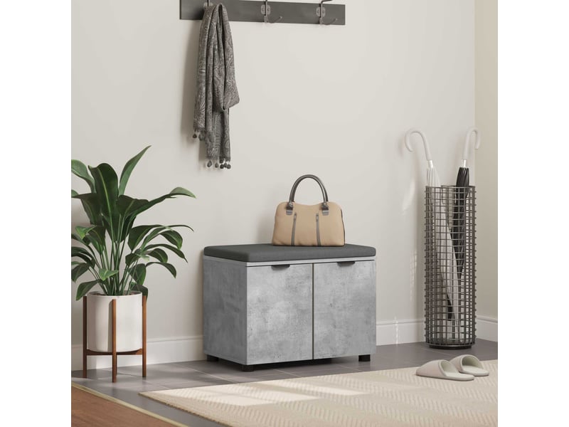  Banc d'entrée, banc interieur avec coussin gris béton 60x38x46 cm shl6983  - Conforama B