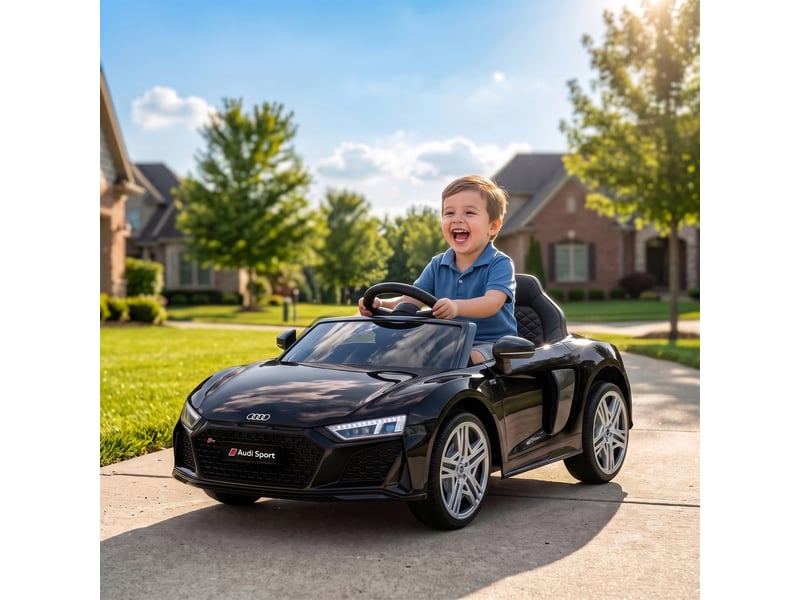  Voiture électrique enfants 12v audi r8 spyder 2 moteurs noir  - Conforama C