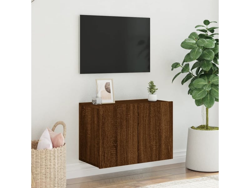  Meuble tv - banc tv - meuble de rangement mural chêne marron 60x30x41 cm  - Conforama C