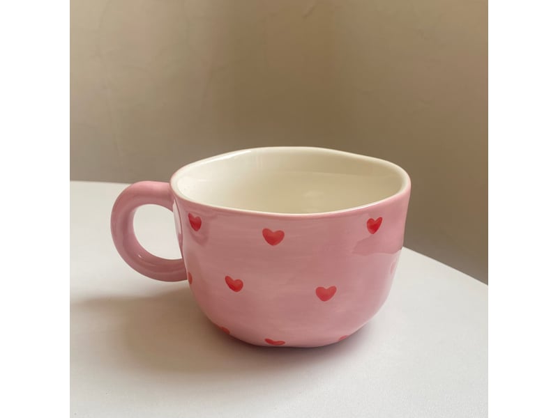  Mug en céramique, motif cœur, rouge, à l’unité  - Conforama B