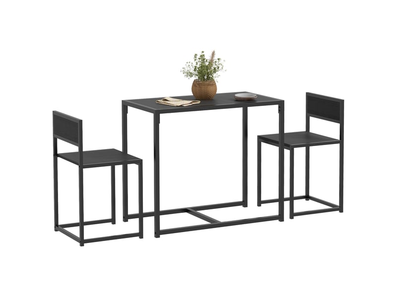  Ensemble table et chaises , table à manger 3 pièces avec 2 chaises encastrables, pour cuisine salon maison, noir  - Conforama A