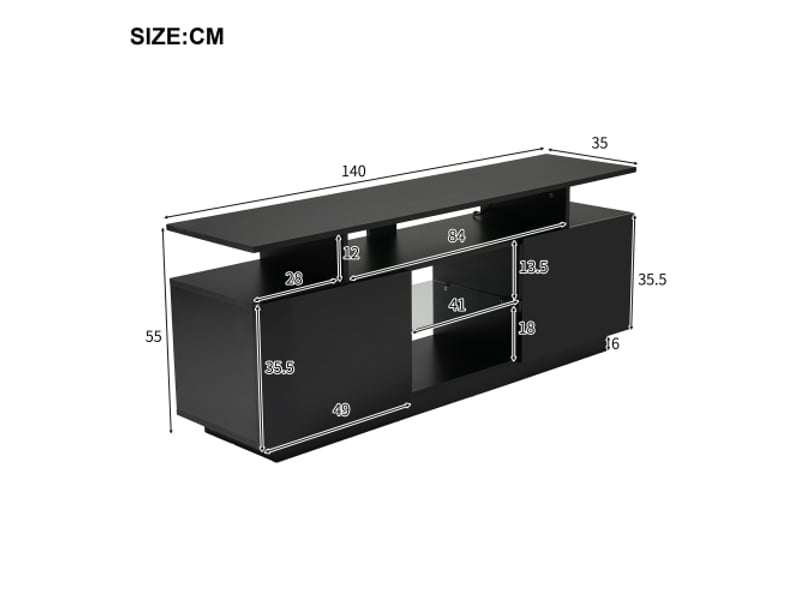  Meuble tv 312074075aab led 16 couleurs, 140 cm, noir  - Conforama D