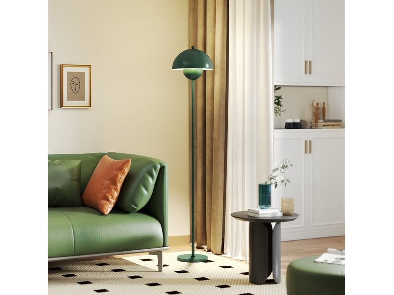  Lampadaire acier vert avec interrupteur au pied e27 evryae  - Conforama B