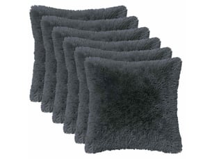 Lot de 12 coussins avec oreiller, coussins décoratifs heerlen anthracite fleece pv cf50111