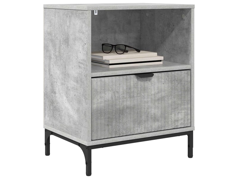  Table de chevet - cabinet de chevet - table de nuit 2 pièces gris béton 49 x 36 x 61 cm  - Conforama B