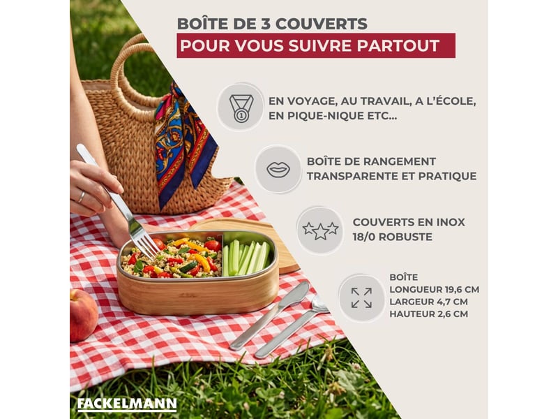  Boîte de 3 couverts réemployables fackelmann move 681517 - Conforama C