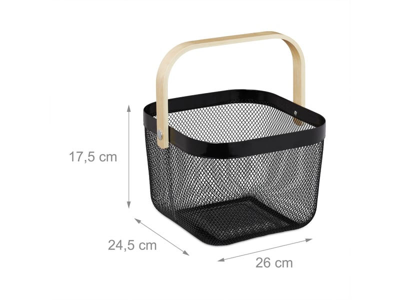  Lot de 2 paniers de rangement polyvalents salle de bain cuisine 17,5 x 26 x 24,5 cm en métal noir 13_0015997  - Conforama B