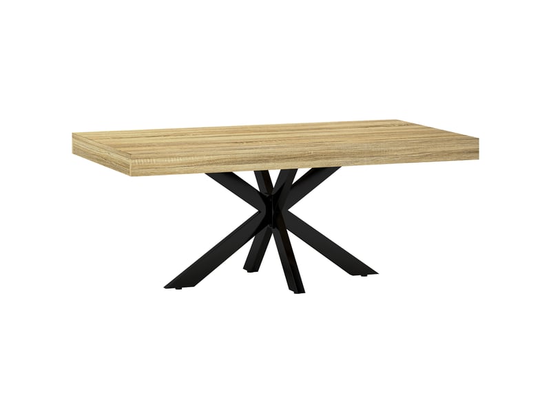  Table basse rectangulaire table d'appoint style industriel en métal noir et plateau dim. 110 x 60 x 45cm - aspect bois  - Conforama B