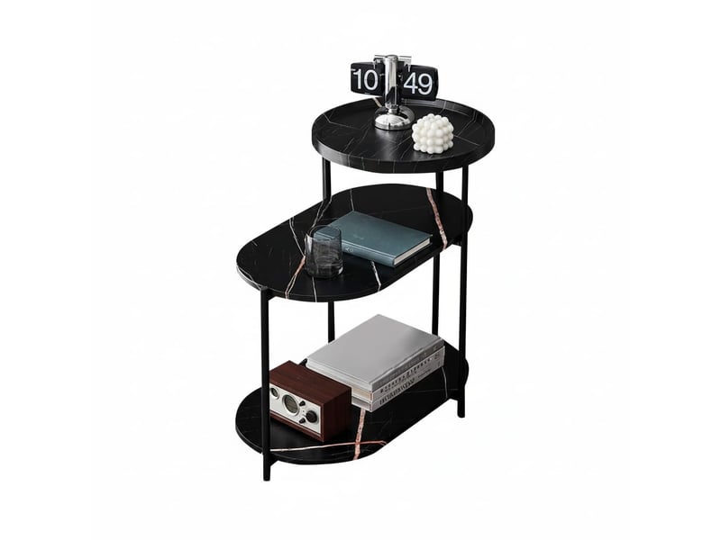  Table d;appoint moderne à 3 niveaux – compacte et robuste, effet marbre, étagères de rangement, idéale pour salon ou chambre PHK_33WSEPTG - Conforama A