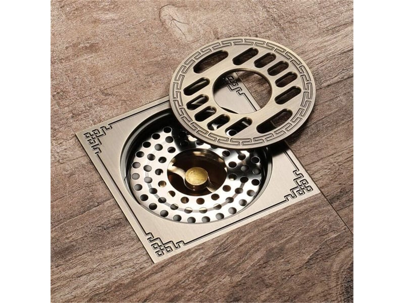  Enowelir toilettes salle de bain cuisine, siphon de sol en cuivre résistant aux odeurs interface machine à laver siphon  - Conforama D