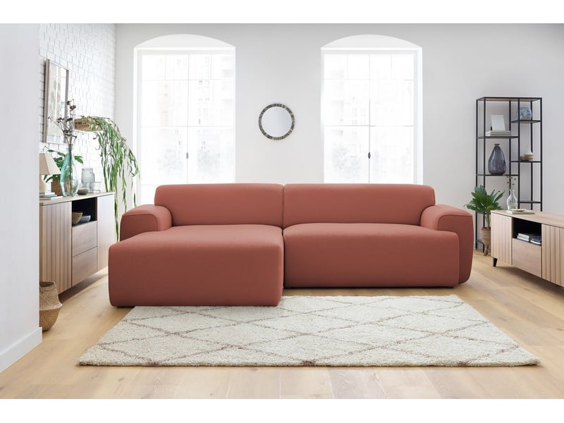 Bobochic canapé d'angle fixe marais rose angle gauche MARAIS - Conforama C