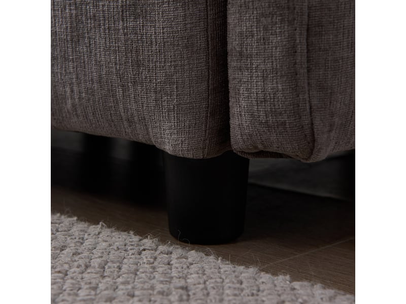  Canapé d'angle 3 places en tissu chenille gris avec méridienne et pouf mobile pour salon moderne  - Conforama W