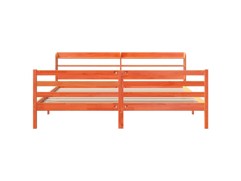  Lit double- lit adulte -  cadre de lit sans matelas  marron 200x200cm bois pin massif  - Conforama C