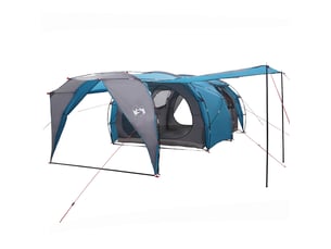 Tente tunnel, tente de camping 6 personne bleu polyester 185t avec revêtement pu