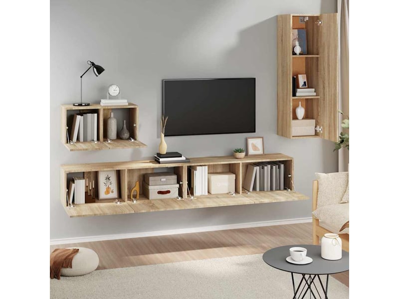  Ensemble de meubles tv 4 pcs chêne sonoma bois d'ingénierie shl60508  - Conforama C