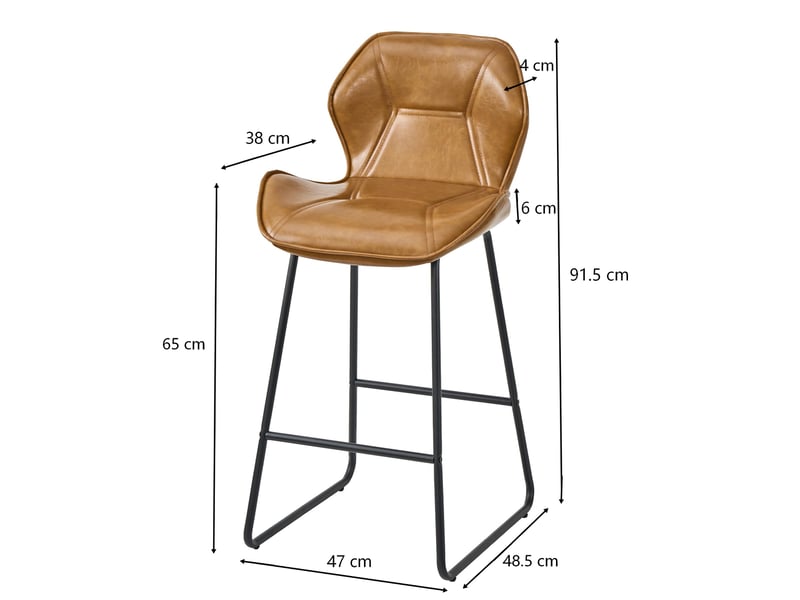  Lot de 2 tabourets de bar avec dossier et repose-pieds brun cognac W5093P458770 - Conforama C