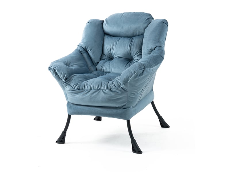  Fauteuil relaxant ergonomique en métal bleu clair  - Conforama A