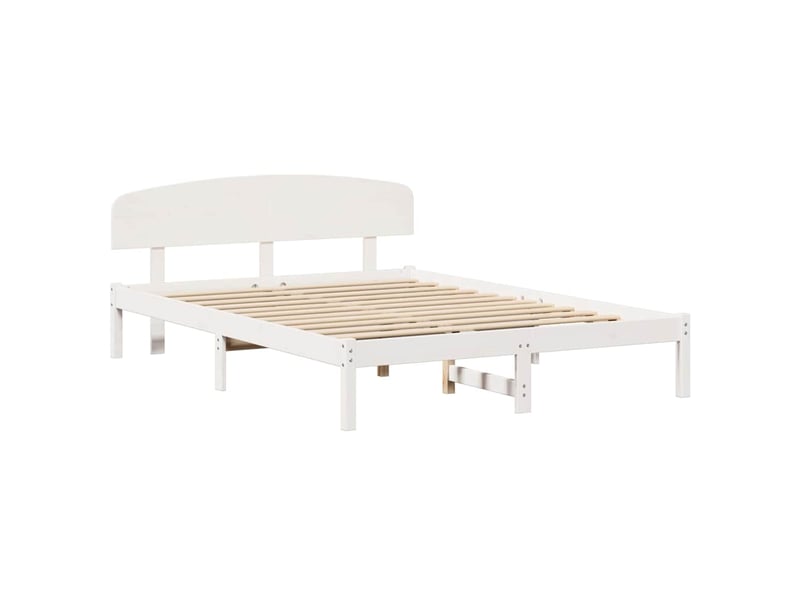  Lit double- lit adulte -  cadre de lit avec tête de lit blanc 150 x 200 cm pin massif  - Conforama C