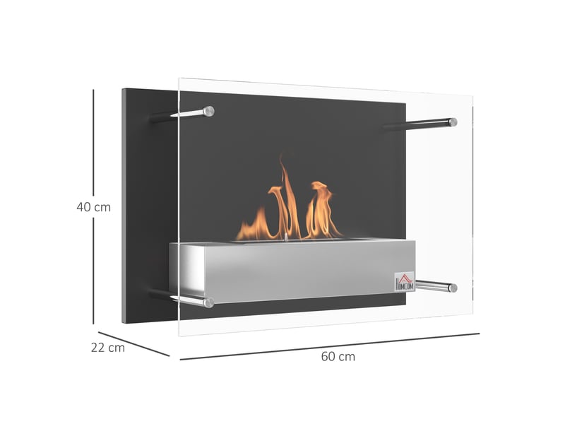  Cheminée bioéthanol murale noire, brûleur 0,9 l, 60 x 22 x 40 cm  - Conforama R
