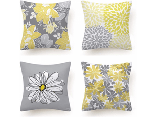 Lot de 4 housse coussin, fleur taie d'oreiller pour canapé maison salon chambre décoration d'intérieur 45 x 45 cm daisy - 45 x 45 cm, jaune