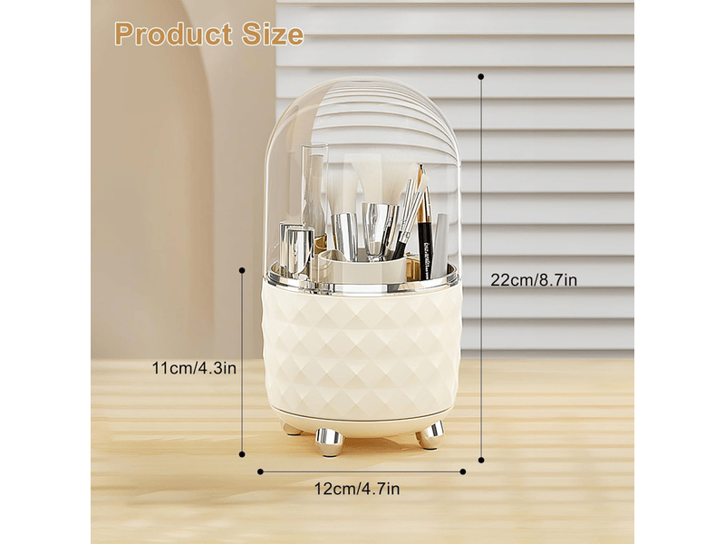  360° rangement pinceaux maquillage avec anti poussière couvercle organisateur cosmétique support de pinceaux de maquillage  - Conforama D