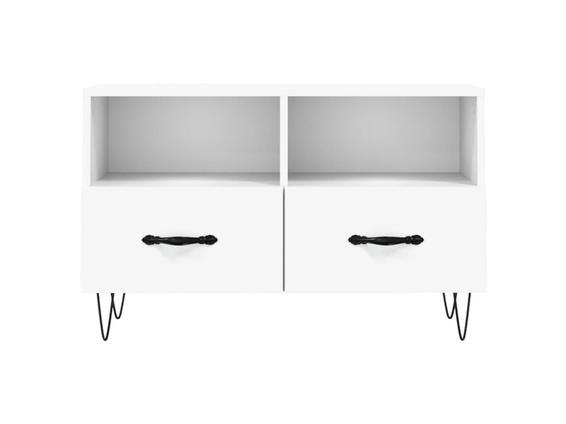  Meuble tv - banc tv - meuble de rangement blanc 80x36x50 cm bois d'ingénierie  - Conforama E