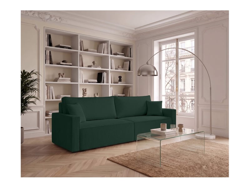 Farah - canapé droit 3 places convertible accoudoirs slim en velours cotelé - Conforama B