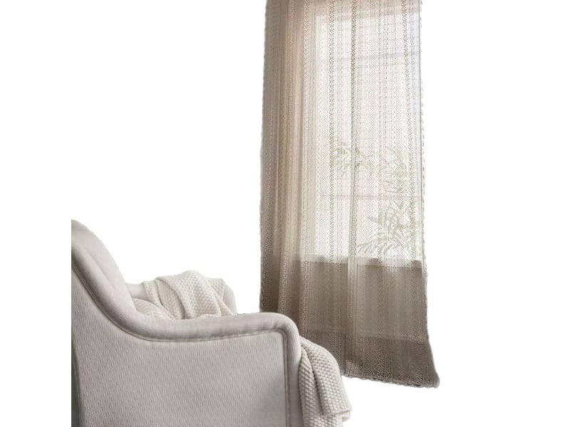  Rideau bohème beige – dentelle crochet – voilage léger – franges tombantes – crème – style fermière – pour salon et chambre – 1 panneau-150 x 220 cm  - Conforama B