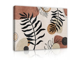 Tableau décoration murale impression sur toile feuilles bohème beige - 100x70 cm - tableau décoration murale chambre et salon