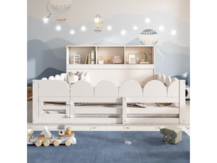 Lit cabane 140x200 cm <strong>OXEZA</strong>  <strong></strong> coloris blanc