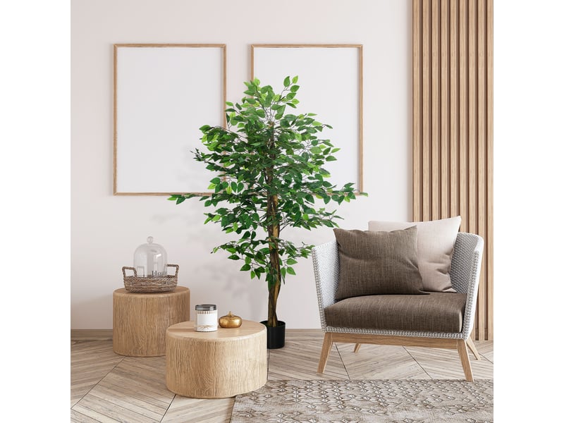  Ficus artificiel de 150 cm de haut pour l'intérieur, pot inclus  - Conforama C